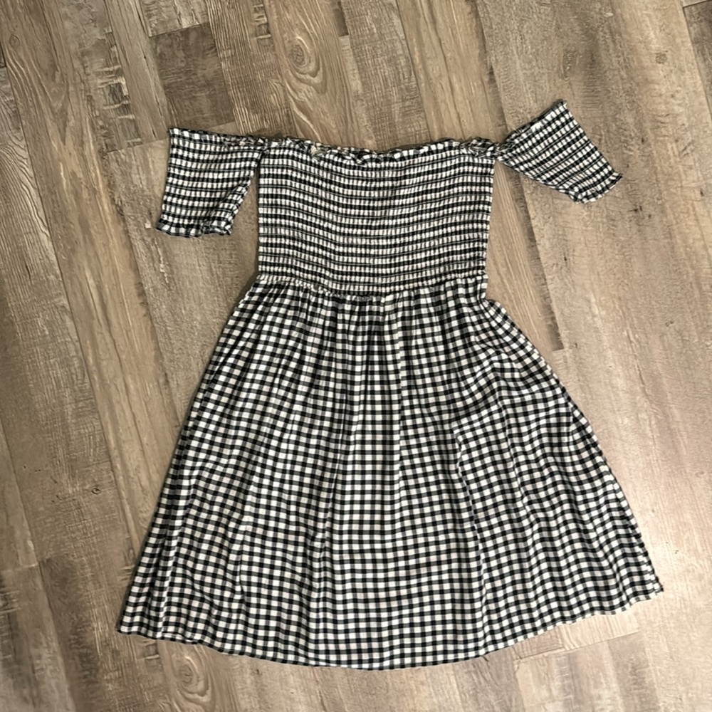 Off the shoulder gingham dress